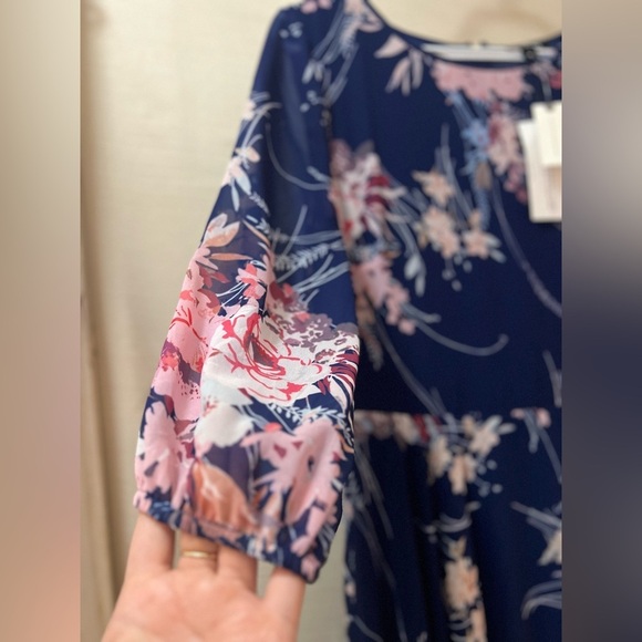 Yumi Kim Anthropology Blue and Pink Maxi Gown Bishop Sleeves Size Medium NWT - Picture 3 of 12